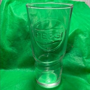 Pepsi Embossed Clear Glass Tumbler 7” tall